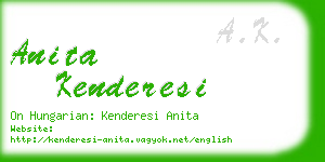 anita kenderesi business card